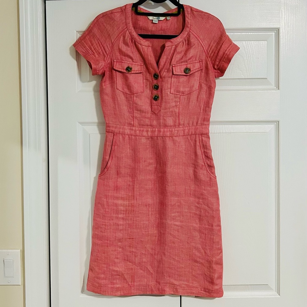 Boden, size 2, pink linen dress